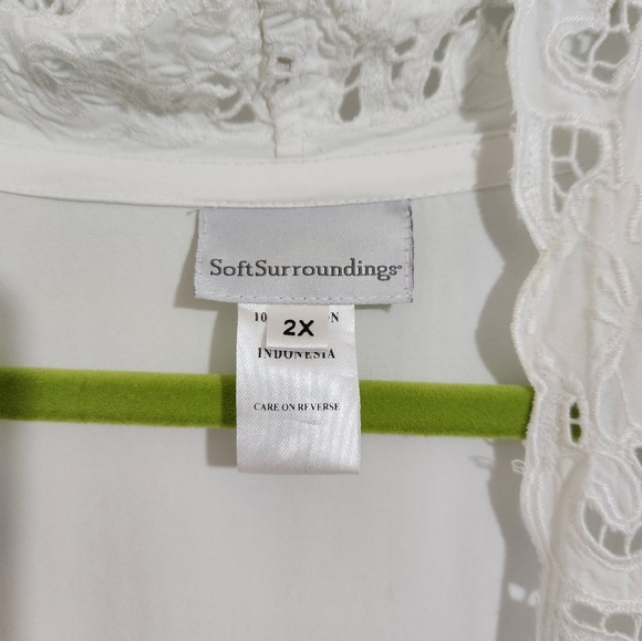 Soft Surroundings White Lace Trim Kimono, Size 2x - Picture 2 of 6